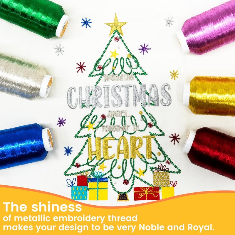 New brothread 12 Assorted Colors Metallic Embroidery Machine Thread Kit 2500M (2735Y) Each Spool for Commercial and Domestic Embroidery Machines - Image 5